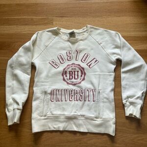 Boston University white crew neck sweatshirt